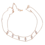 925 Silver Water-drop Choker Necklace CZ Double Chain Short Necklaces