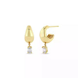 925 Silver CZ Bar Chunky Hoop Stud Earrings