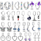 925 Silver Moon Star Pave Earrings Wedding Party Jewelry
