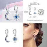 925 Silver Moon Star Pave Earrings Wedding Party Jewelry