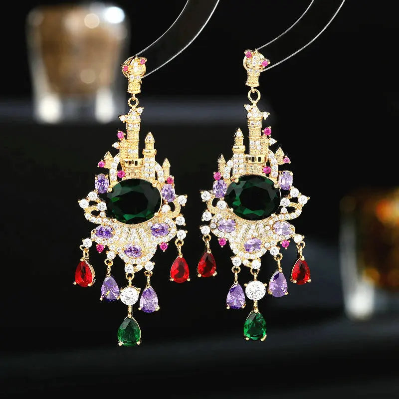 French Temperament 925 Silver Earrings with Zircon Tassels
