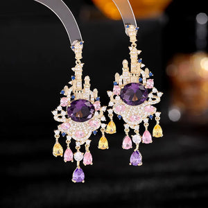 French Temperament 925 Silver Earrings with Zircon Tassels