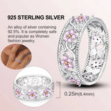 925 Silver Sparkling Ring With Rainbow Gem, Ladybug Charm Collection