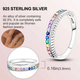 925 Silver Sparkling Ring With Rainbow Gem, Ladybug Charm Collection