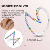 925 Silver Sparkling Ring With Rainbow Gem, Ladybug Charm Collection