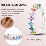 925 Silver Sparkling Ring With Rainbow Gem, Ladybug Charm Collection