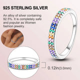 925 Silver Sparkling Ring With Rainbow Gem, Ladybug Charm Collection