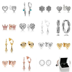 Silver Heart Crystal Stud Earrings Wedding Jewelry