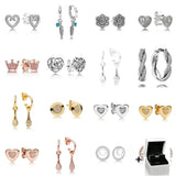 Silver Heart Crystal Stud Earrings Wedding Jewelry
