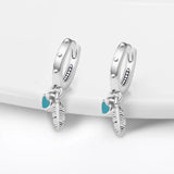 925 Silver Double Hoop Feather Earrings for Women