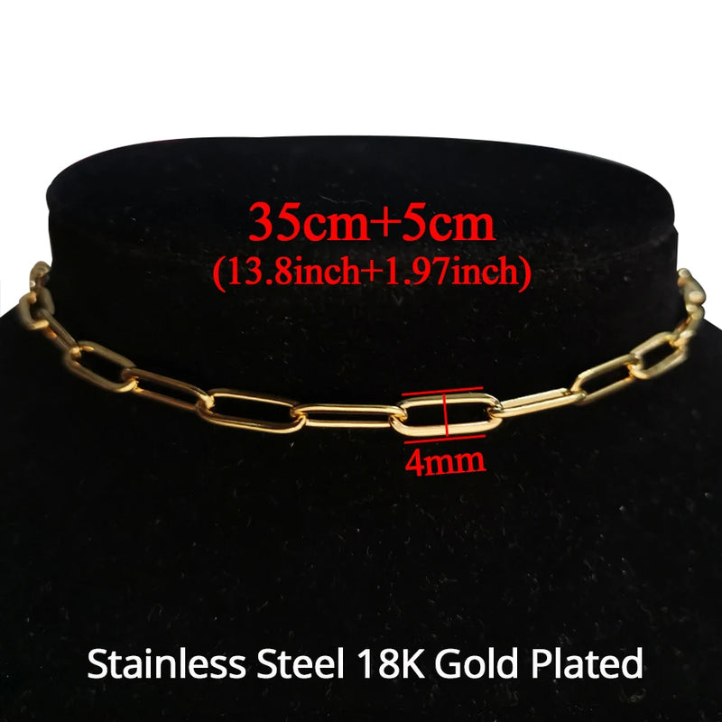 Cuban Link Choker Necklace Stainless Steel Punk Women's Clavicle Chain