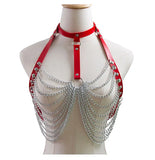 Goth Leather Body Harness Chain Bra Top Chest Waist Belt