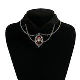 Gothic Rope Choker Pendant Necklace for Women Oval Shape Halloween Jewelry