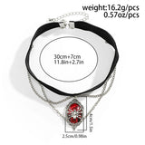 Gothic Rope Choker Pendant Necklace for Women Oval Shape Halloween Jewelry