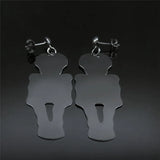 Gothic Skull Stainless Steel Stud Earrings Long Earring Jewelry Halloween Gift