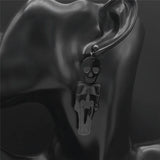Gothic Skull Stainless Steel Stud Earrings Long Earring Jewelry Halloween Gift