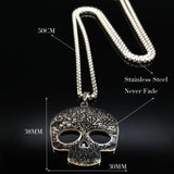 Gothic Skull Stainless Steel Necklace Men Silver Chains Jewelry Halloween Gift