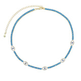 3mm CZ Tennis Chain Turquoise Stone Evil Eye Charm Bracelet Necklace