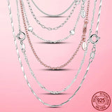 925 Silver Classic Cable Chain Necklace Rose Necklace Chain