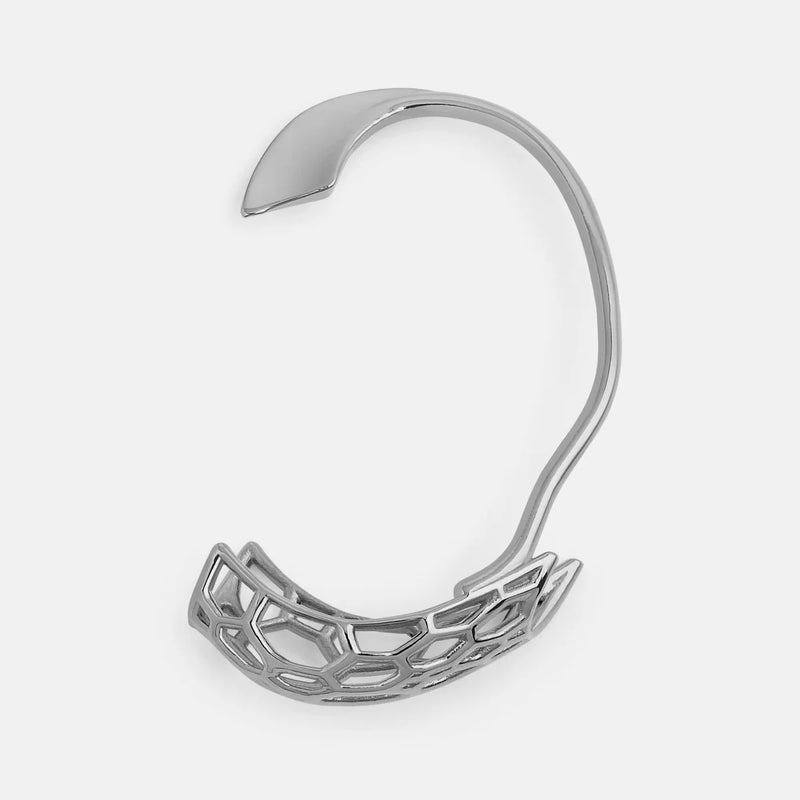 HUANHZUI Hollow String Mesh Basket Silver Ear Clip Punk Earless Piercing Earring