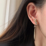 Silver Cat Long Earring Geometric Party Jewelry
