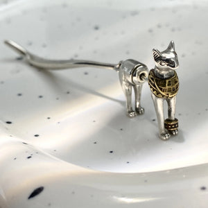 Silver Cat Long Earring Geometric Party Jewelry