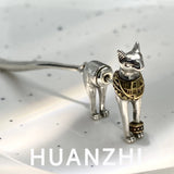 Silver Cat Long Earring Geometric Party Jewelry