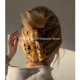 Large Geometric Hollow Square Tortoiseshell Leopard Hair Claw