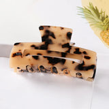 Large Geometric Hollow Square Tortoiseshell Leopard Hair Claw
