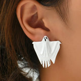 Spooky Ghost Metal Stud Earrings for Halloween Party