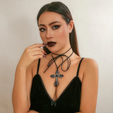 Halloween Exaggerated Cross Choker Necklace