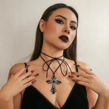 Halloween Exaggerated Cross Choker Necklace