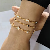 Hamsa Hand Evil Eye Star Charm Silver Plated Cuban Link CZ Bracelet