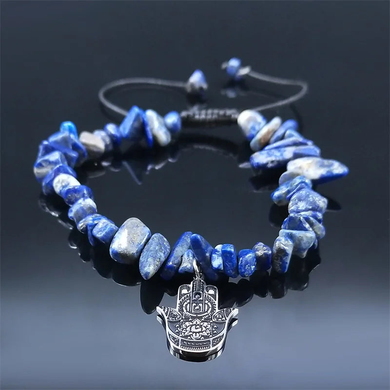 Lapis Lazuli Hamsa Hand Bracelet Devil Eye Jewelry