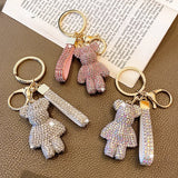 Rhinestone Bear Keychain Pendant Women Bag Men Car Key Chain Gift