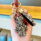 Rhinestone Bear Keychain Pendant Women Bag Men Car Key Chain Gift