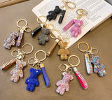 Rhinestone Bear Keychain Pendant Women Bag Men Car Key Chain Gift