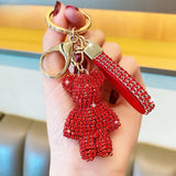Rhinestone Bear Keychain Pendant Women Bag Men Car Key Chain Gift