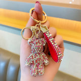 Rhinestone Bear Keychain Pendant Women Bag Men Car Key Chain Gift