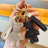 Rhinestone Bear Keychain Pendant Women Bag Men Car Key Chain Gift