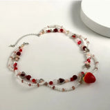 Strawberry Necklace Pearls Beaded Y2K Necklace Choker