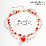 Strawberry Necklace Pearls Beaded Y2K Necklace Choker