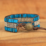 Turquoise Wrap Bracelet with Antique Metal Beads
