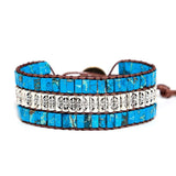 Turquoise Wrap Bracelet with Antique Metal Beads