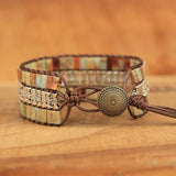 Turquoise Wrap Bracelet with Antique Metal Beads
