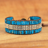 Turquoise Wrap Bracelet with Antique Metal Beads