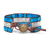 Turquoise Wrap Bracelet with Antique Metal Beads