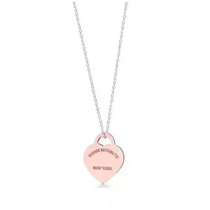 925 Silver Double Heart Necklace Original Lettering Craft