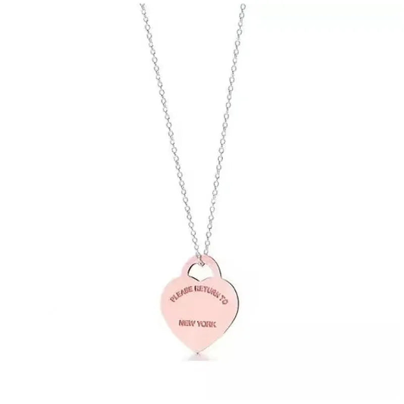 925 Silver Double Heart Necklace Original Lettering Craft