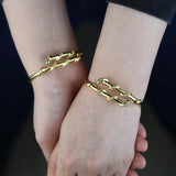 18K Plated Snake Shaped Bangles Bracelet Micro Pave CZ Cuff